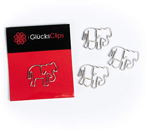 Charm Foot Büroklammern, 11x Elefant Motiv, Metall, Grau, 2,5 x 1,5 cm, Deko oder Lesezeichen