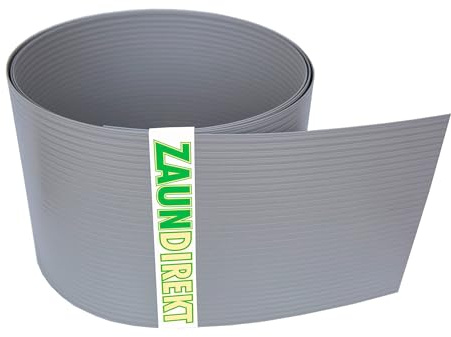 Sichtschutzstreifen Hart-PVC für Doppelstabmatten, Steingrau, 2,52 m, 10x | 1,35 mm stark | UV- & wetterfest | Formstabil | Einfache Montage ohne Werkzeug | 190 mm breit