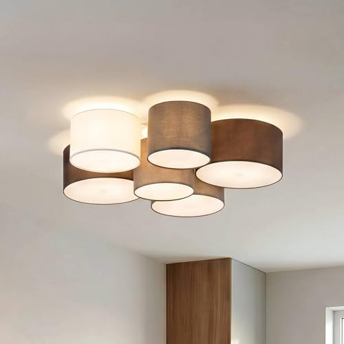 Lindby Deckenlampe Laurenz (Modern) in Alu aus Textil (6 flammig, E27) - Deckenleuchte Lampe Wohnzimmerleuchte