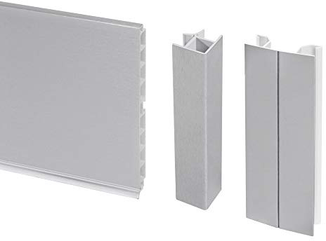 Emuca - Kit de plinthes de cuisine, avec accessoires union, hauteur 100 mm, 4,7 m, plastique, anodisé satiné.