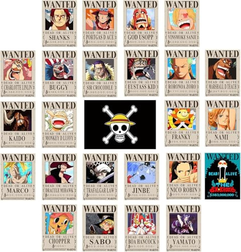 TYZZHOA 25PCS Anime [OP] Wanted Posters 30×21cm, New Bounty Edition, Straw Hat Pirates Crew Nika Luffy 3 Billion, Zoro, Sanji, [OP] Anime Gifts1