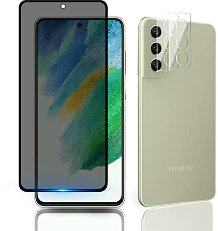 AiMok [1 Stück Privacy Kompatibel mit Samsung Galaxy S21 FE 5G + [2 Stück] Kamera Schutzfolie, [Anti-Spy] [Kratzfest] [Doppelschutz] 9H Härte Blickschutzfolie