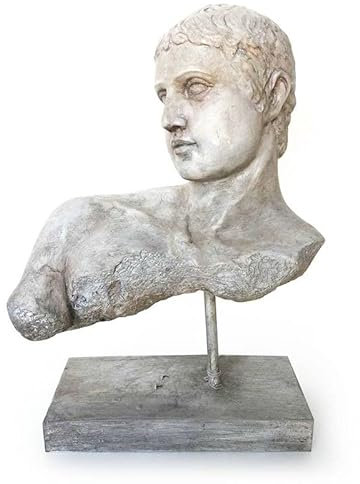 ROCKING GIFTS Figura Decorativa Busto Griego Romano Escultura Clásica Antigua de Resina con Efecto Piedra - Estatua de Dioses de la Mitología para Decoración del Hogar, Salón o Dormitorio - 28 cm