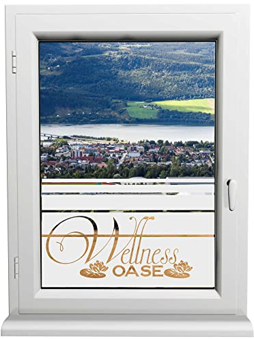 INDIGOS UG - Glasdekorfolie - Wellness Oase - Sonnenschutz H50Line - Sichtschutzfolie - Fensterfolie - für die Küche, Bad ans Fenster, Sichtschutz - selbstklebend - matt - für Bad