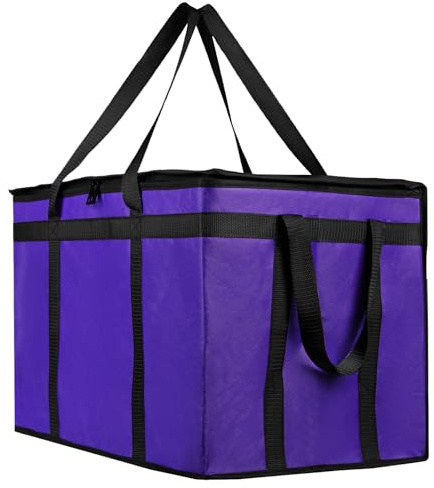 Musbus 1 PACK Purple Extra Large XXXL Insulated Food Delivery Bag Cooler for DoorDash - Keep Food Warm, Catering Shopper Hot
