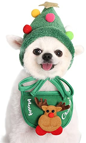 Weihnachtskostüm Haustier Hund Katze,Haustier Stirnband Weihnachten,Kopfschmuck Haustier Geweih Weihnachten,Hundebekleidung & Zubehör,Hunde Katzen Kostüm Zubehör Schal Mütze Set,Geschenk (A, S)