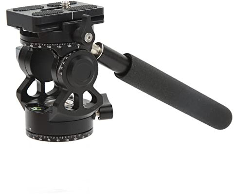 Tête de Trépied Vidéo, Tête Vidéo Fluide pour Appareil Photo avec Poignée Amovible en Alliage D'aluminium, Stable D'amortissement Portable Réglable