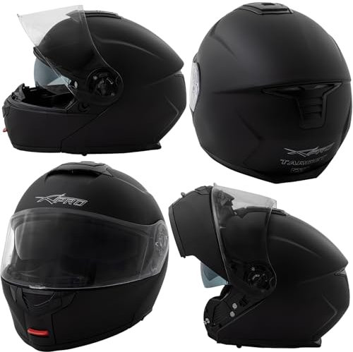Casco Moto Sport Touring Modulare Apribile Visiera Parasole Nero Opaco L