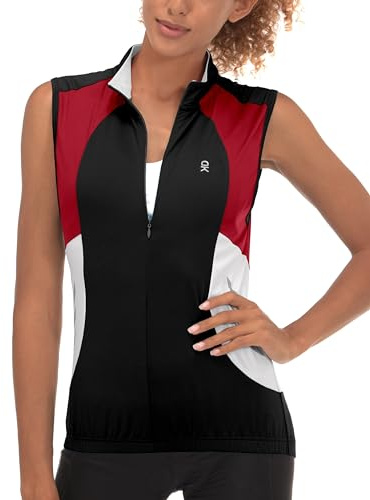Little Donkey Andy Women's Half Zip Breathable Cycling Vests Sleeveless Shirts Quick Dry 4 Rear Pockets Black S