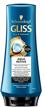 Schwarzkopf, Gliss Aqua Revive, Balsamo Idratante per Capelli Normali e Secchi, Balsamo Capelli con Complesso Ialuronico e Alga Marina, Idrata e Rende i Capelli Brillanti e Visibilmente Sani, 200 ml