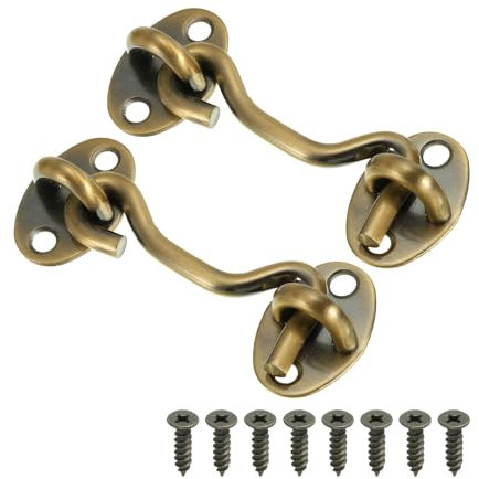 PATIKIL 3 pollici Gancio Occhio Chiusura, 2pz Carbonio Acciaio Privacy Gancio e Occhio Chiusura Cancello Chiusura Blocco Per Finestra Scorrevole Porta Fienile Porta, Bronzo