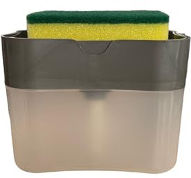 Dispensador de Jabón con Soporte de Esponja, Dispensador de Jabón Bomba de Una Mano,Dispensador Jabón de Limpieza Rápida de 385 ml Capacidad, dispensador de una Mano