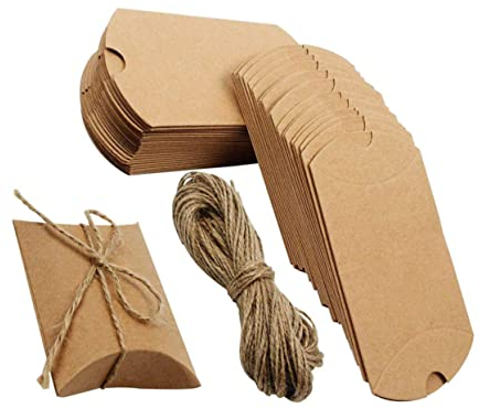 Gatuida 100stücke Kraftpapier Geschenkboxen Kleine Verpackungsboxen Für Hochzeiten Partys Stabil Leicht Für Süßigkeiten Und Leckereien Mit Jute-schnur