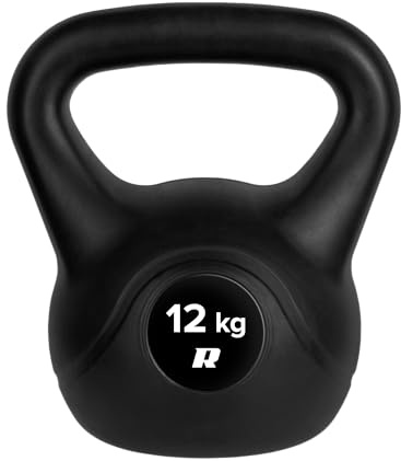 REBEL ACTIVE Kugelhantel 12 kg, RBA-2316, Schwarz, Kunststoff, Ergonomisch geformte Griffe, Kompakt und leicht