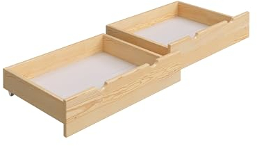 YOUKO Zwei Unterbettkommode mit Rollen aus Massivem Kiefernholz - Bettkasten mit Rollen Schubladenboden aus MDF-Platte - Unterbettbox mit Glatten Kanten Varnish