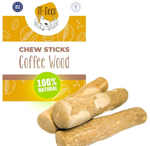 RF-Deer Kaffeeholz für Hunde, Natürlich, L, 18-19 cm, 140-190 g, 1 Stück | Kaffeeholz, handpoliert, ohne Farb- und Konservierungsstoffe, recycelbar, für Hunde bis 30 kg, 18-19 cm, 140-190 g