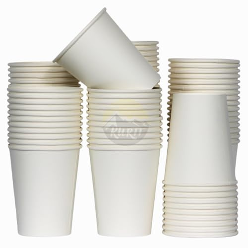 KURTT Kaffeetassen to go - 300 Stück, 8oz/200ml, Weiß, Pappe, Einweg, Doppelwand, Hitzebeständig, Recycelbar, Klassisch, Kaffeebecher, KURTT, 2E+2 Milliliter, 7 cm Breite, 6.5 cm Höhe