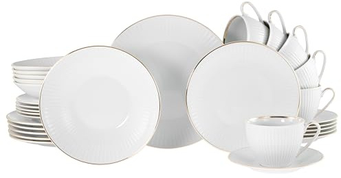 CreaTable, 22847, Serie Valencia, 30-teiliges Geschirrset für 6 Personen, Kombiservice aus Porzellan, Made in Europe