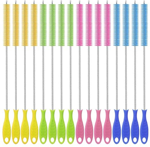 FINEASY 16Pcs Bottle Brush, 10 Inch Straw Cleaner Straw Brush Pipe Cleaners, 4-Color Nylon Wire, Cleaning Brush Suitable for Baby Bottle Plug Holes Tubes Coffee Machine