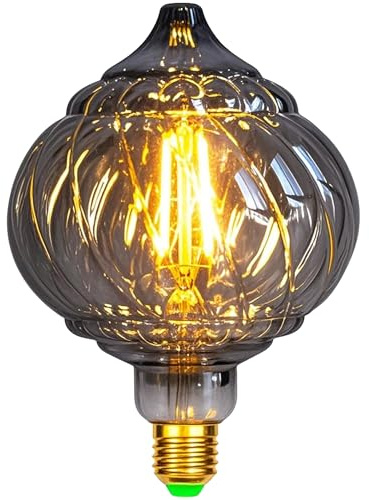 TIANFAN Vintage-LED-Glühbirne, speziell geformte Laterne, G125, 4 W, Rauchglas, 2700 Kelvin, warm, 220–240 V, dekorative Edison-Glühbirne E27
