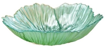Obstschale und Teller, Kristall-Obstschale – Großes, grünes Obsttablett in Blumenform, Weiß