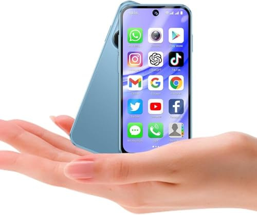 Hipipooo Mini Smartphone 4G, Double SIM, écran 3,88 Pouces, Double caméra 2,0 + 5,0MP, Batterie 1950mAh, Mini téléphone Android 12 pour Enfants(Bleu,4GB+64GB)