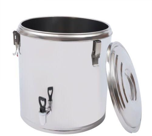 Queeucaer 40L Edelstahl Warmhaltebehälter Speisenwärmer Thermo Kaltbehälter mit Deckel,Ideal für kalte und warme Speisen und Getränke, z.B. für Suppen, Eintöpfe, Tee und Heißgetränke