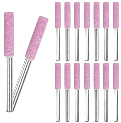 M METERXITY 16-Pack 5/32 Inch Titanium Plated Diamond Chainsaw Sharpener, High Hardness Grinding Stone Chainsaw Sharpening Kit for Electric Chainsaw Sharpener/Stone Carvings [3mm Pink]
