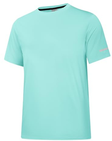 Men's Rash Guard UPF 50+ Sun Protection Clothing Short Sleeve T-Shirts for Men Lightweight Quick Dry SPF UV Swim Tees Cyan 07-2XL