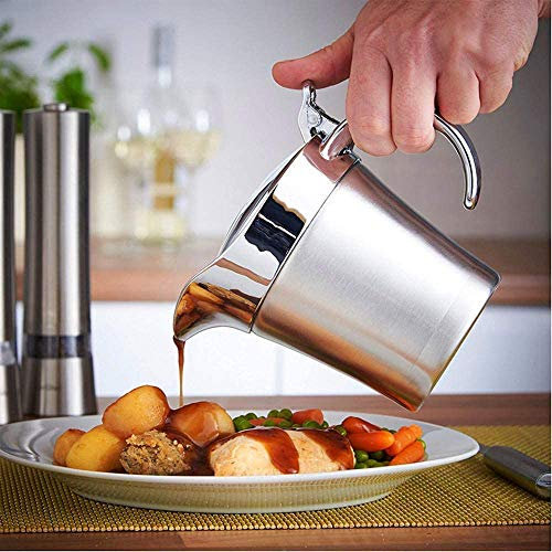 Salsiera in acciaio inox con coperchio, 500 ml, a doppia parete, isolata, per salse, latte, panna, crema pasticcera