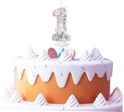 TOPBATHY Geburtstagstorten-zahlenkerze Schmetterlingsdekor Pailletten Sichere Tropfschale Foto-requisite Zum Ersten Geburtstag Elegantes Tortenornament