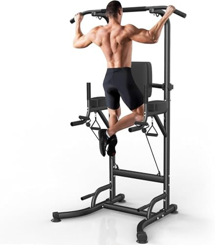 Botifly Power Tower Dip Station Klimmzugstange Freistehend Höhenverstellbar von 159-233cm Multifunktionale Kraftstation Kraftturm Trainingsgerät für Zuhause Pull Up Bar