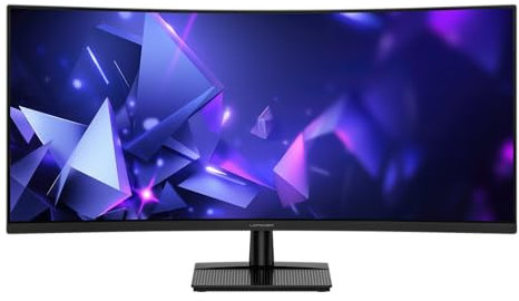 LC-POWER LC-M34QC 34 Zoll Ultrawide WQHD Curved Gaming Monitor, 3440x1440 Display, 21:9, 1500R, 180Hz, 1ms MPRT, VA, HDR10, Adaptive Sync, 2xHDMI 2.0, 2xDP 1.4