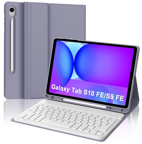 FOGARI Teclado para Samsung Tab S10 FE 10.9 2025/S9 FE 10.9 2023 | Funda con Teclado para Galaxy Tab S10 FE/S9 FE, Español Ñ Bluetooth para Tablet Samsung S10 FE/S9 FE, Púrpura