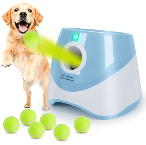 Orifesio Lancia Palline per Cani, Spara Palline Automatico con 6 Palline, Giocattoli Interattivi per Cani di Piccola Taglia, Macchina Lanciapalle per Cane per Interni ed Esterni, Blu
