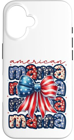 Retro Amerikanische Mama Schleife USA Flagge 4. Juli Patriotische Mutter Hülle für iPhone 16