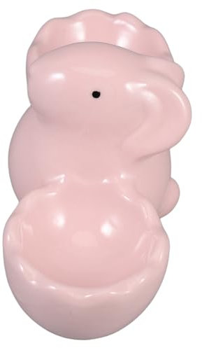 Holibanna Coquetier Lapin Céramique Créatif Porte-coquetier Décoratif Double Présentoir à Œufs pour Table Déjeuner