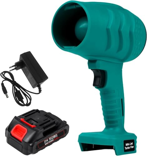 Risegun Akku Laubbläser Turbo Gebläse, Mini Laubbläser Mit 1300mah Akkus Und Ladegerät, 35000RPM Elektrische Handgehaltener Sturm Turbolüfter für Reinigen von Holzspänen, Blättern und Schnee