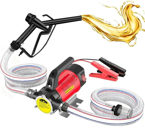 Elektrische Dieselpumpe 50L/Min, 12V Tragbare Kraftstoffpumpe Dieselpumpe | Akku mit Zapfpistole, Filter & Schläuchen, Geeignet für Diesel, Biodiesel, Kerosin und Wasser, Tragbare Heizölpumpe