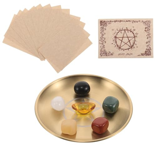 HINTRMENT Plateau Autel Rituel pour Pierres Autel Plateau de Divination et Métal Bol Plat pour Bougies et Objets de Décoration