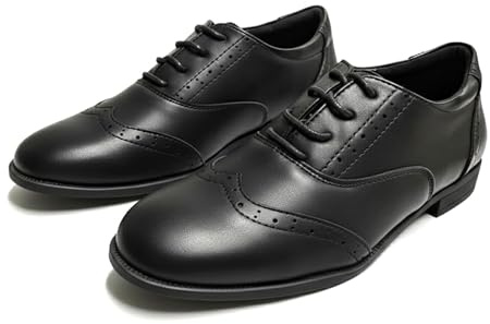 A2Z Boys Mens Classic Oxford Brogue School University Office Shoes Lace Up - SCH Shoes Oxford Black 4 UK