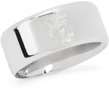 Official Licensed Liverpool FC Stainless Steel Crest Band Ring - Medium Mens/Unisex Football Gift