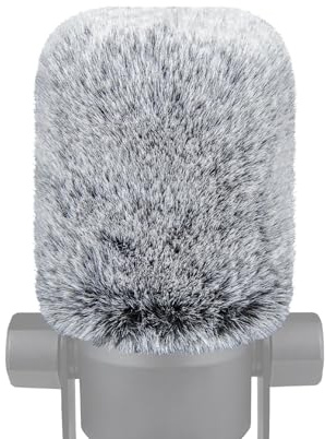 SOULWIT Microphone Furry Windscreen for RØDE (Rode) PodMic Cardioid Dynamic Broadcast, Wind Muff Pop Filter Mic Cover - Gray