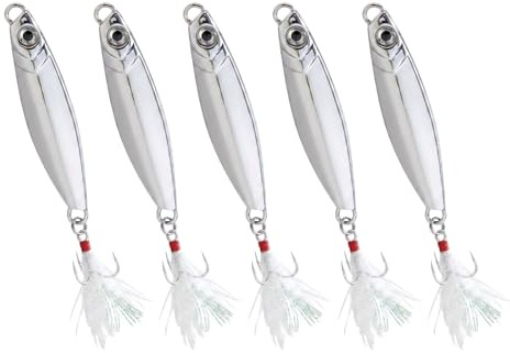 Bdfgh 5 pcs Metal Sea Fishing Lures Jigging Spoons 7g for Mackerel Cod Bass Sea Freshwater Fishing