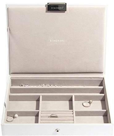 Stackers Weiß & Roségold Klassisch Schmuckschatulle Deckel