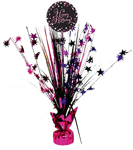 Amscan 9901187 - Tischdekoration Sparkling Celebration - Pink Happy Birthday Folie / Papier 45,7 cm, Geburtstag