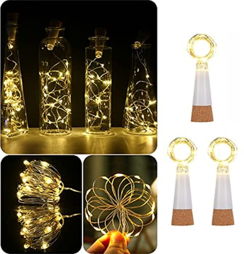 KOBWA Weinflaschen Korklichter, USB-aufladbare 15 LED Kupfer-Stringlichter, 59 Zoll – für DIY Flaschendekoration Hochzeit Party Heim Außenbereich Garten und Weihnachtsdekoration(Warm weiß, 3er-Pack)
