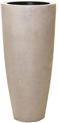 VIVANNO Pflanzkübel Pflanzgefäß Blumenkübel Fiberglas City Steinoptik Creme - 100x47