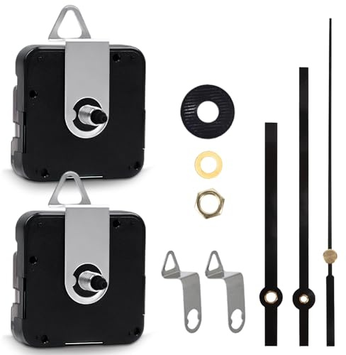 QLOUNI Lautloses Quarz-Uhrwerk: 2er-Set, Flüsterleises, Maximale Zifferblatte von 3/10 Zoll dick, Gesamtschaftlänge von 4/5 Zoll, Schwarz