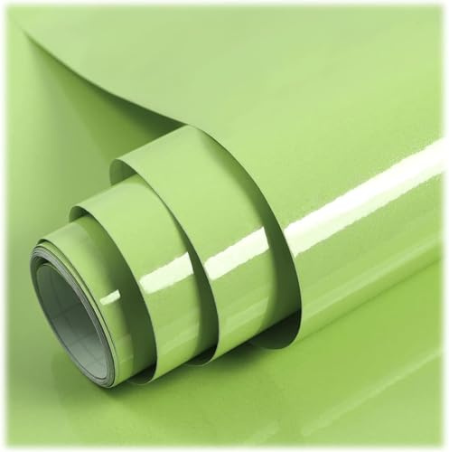 Hode Carta Adesiva per Mobili Pellicola Adesiva Lucido Flash | 60x500cm Carta da Parati Adesiva Muro Pellicole Adesive per Mobili Carta Lucida Parati Tavolo Scrivania Impermeabile Verde